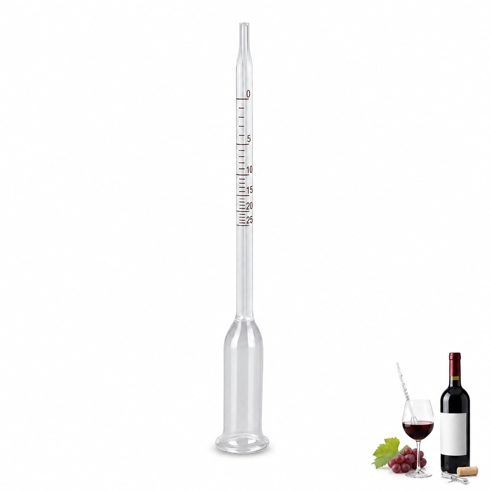 Cordial Mart Glass Alcohol Hydrometer 0-25% for Homemade Wine Spirits