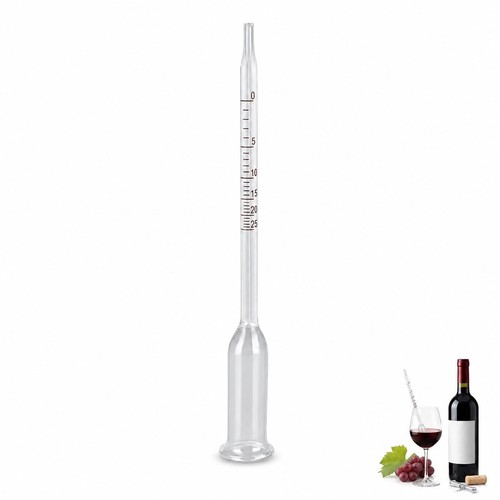 Cordial Mart Glass Alcohol Hydrometer 0-25% for Homemade Wine Spirits