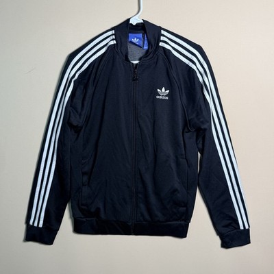 Adidas Originals Black White Three Stripe Track Bomber Jacket Mens Size Medium M