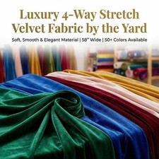 Stretch Velvet Fabric Luxury 4-Way Stretch 58 Inch Wide Plush Finish