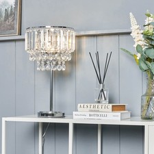 Inlight Table Lamp Tiered Glass Crystal Round Polished Chrome Effect (H)44cm