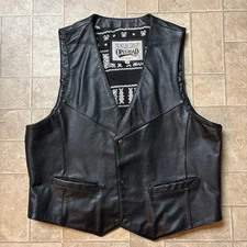 Vintage Open Road Leather Vest — Bandana Lining & Snap Buttons Size 2XL