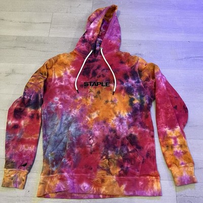 Jeff Staple Tie-Dye Hoodie with Drawstring and Pigeon Logo Mens Large