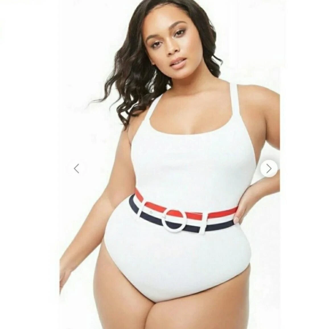 Forever 21 Plus Size White One Piece Belted NWT Swimsuit Size 3X