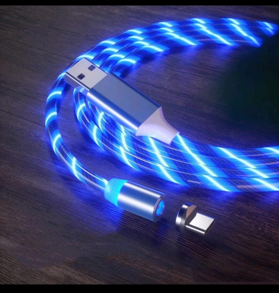 Glowing Flowing 3 in 1 LED Magnetic Phone Charger for Type C IOS Micro USB Cable - Image 2 of 4