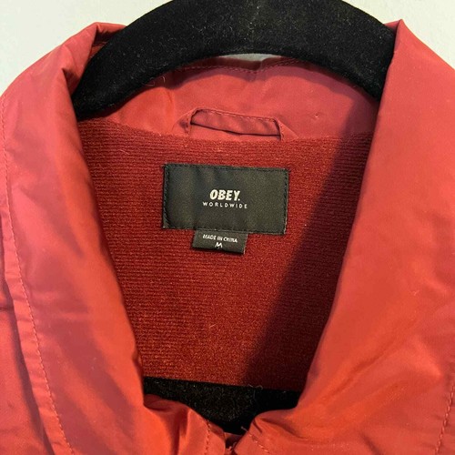 Obey Burgundy Button Up Windbreaker Jacket Men’s Size Medium - Picture 4 of 7