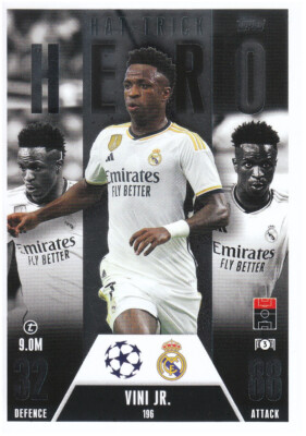 Vinicius Junior t 9.0M Stürmer Madrid  Topps CL 2023/24 Fußball Sammelkarte 196