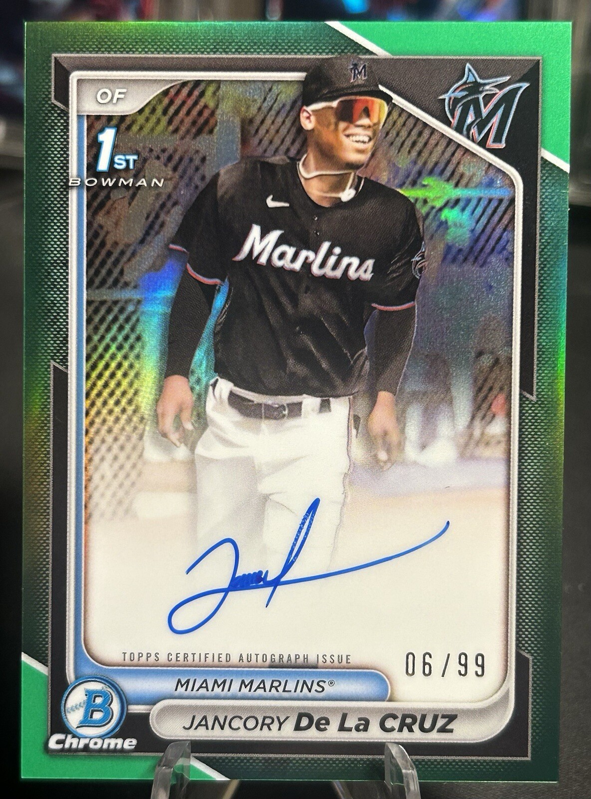 Jancory De La Cruz 1st Bowman Green Refractor Auto /99 2024 Bowman Chrome
