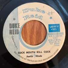 JUSTIN HINDS Cock Mouth Kill Cock 45 on Duke Reid VG+ JA reggae