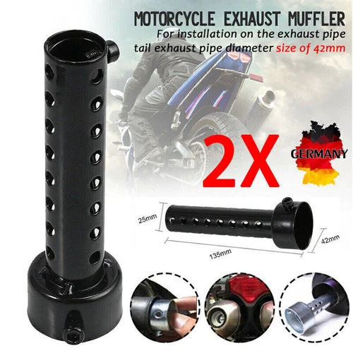 2X Motorrad Auspuff DB Killer Exhaust Schalldämpfer Einsatz Krümmer 42mm Muffler - Bild 2 von 10