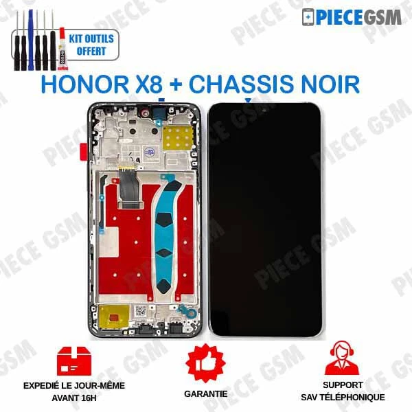 ECRAN LCD + VITRE TACTILE + FRAME pour HUAWEI HONOR X8 NOIR + outils - ORIGINAL - Photo 1/1