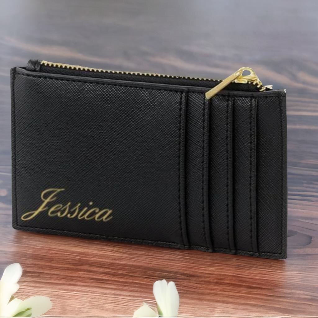 Personalised Leather Card Holder Name | Luxury Coin Purse | Women's Wallet