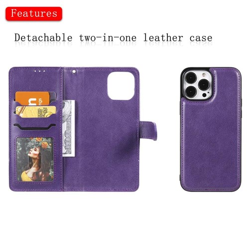 For iPhone 13 12 11 X XR SE 8 7 6s Magnetic Detachable Wallet Leather Case Cover - Picture 35 of 43