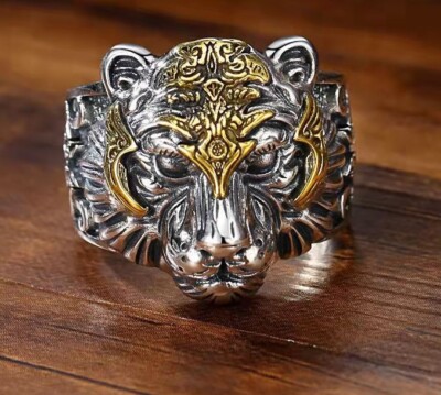 Tiger Löwe Ring verstellbar Modeschmuck 9g HOCHWERTIG Silber Gold Raubkatze