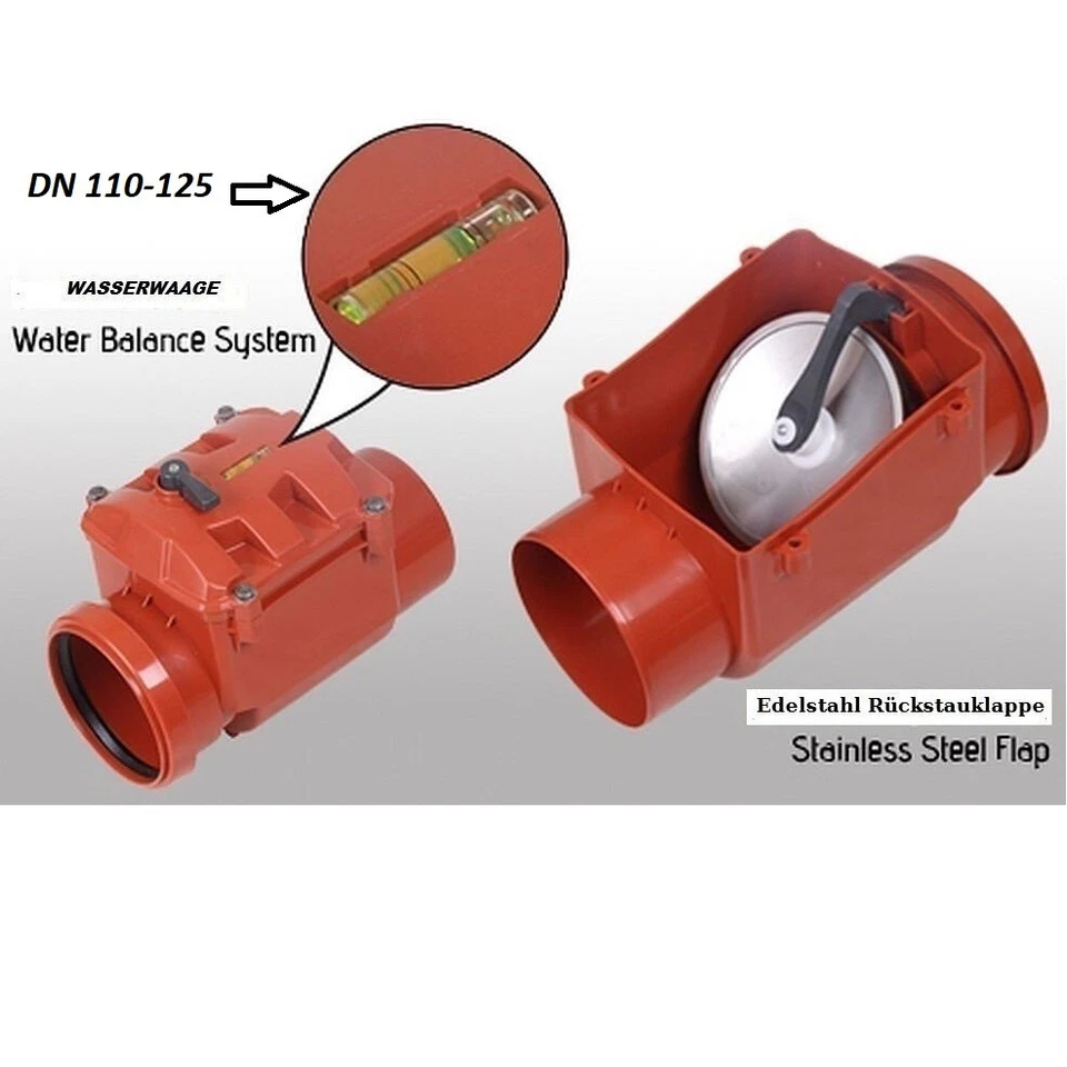 RÜCKSTAUKLAPPE Ø 50-200 ABWASSER RÜCKSTAUVERSCHLUß FÄKALIEN Rattenschutz - Bild 3 von 3