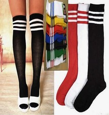 Women Men Knees Medium high Soccer football Stripe Leg Socks Tights Stockings