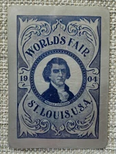 1 Antique Aluminum Playing Card - 1904 Worlds Fair St Louis USA Thomas Jefferson