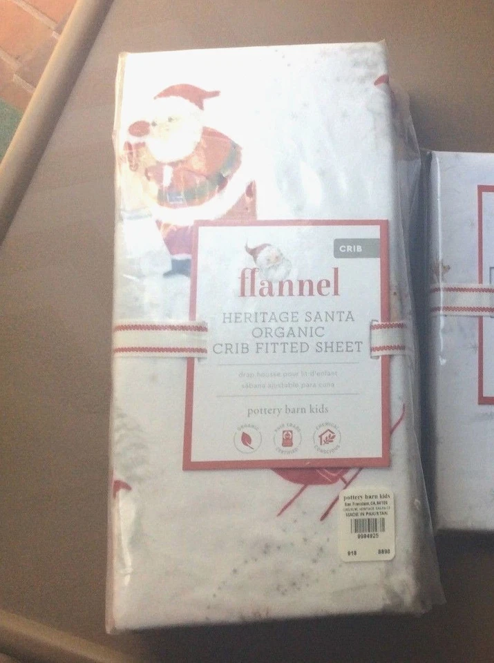 Pottery Barn Disney CRIB TODDLER bed SHEET holiday Winter gift Christmas Santa , - Image 2 of 4