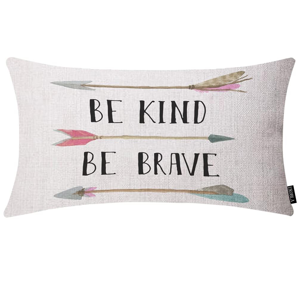 Be Kind Be Brave Decorative Throw Pillow Covers Inspirational Quote Tribal Ar...