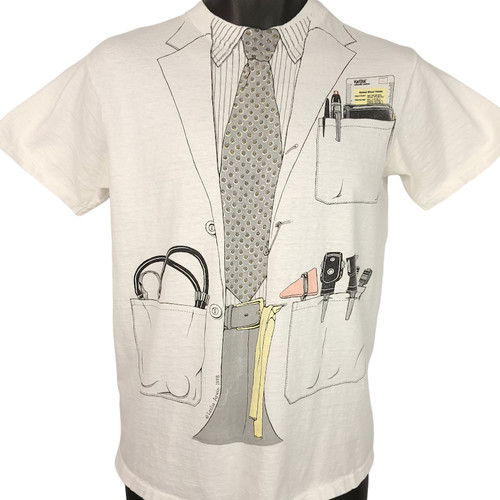 Vintage Leslie Arwin Doctor Lab Coat T Shirt Mens Size Small 70s Made In USA