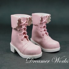 1/4 1/3 BJD Doll Shoes Retro Short Boots Folding Shoes Top Lace-up Matte Pink