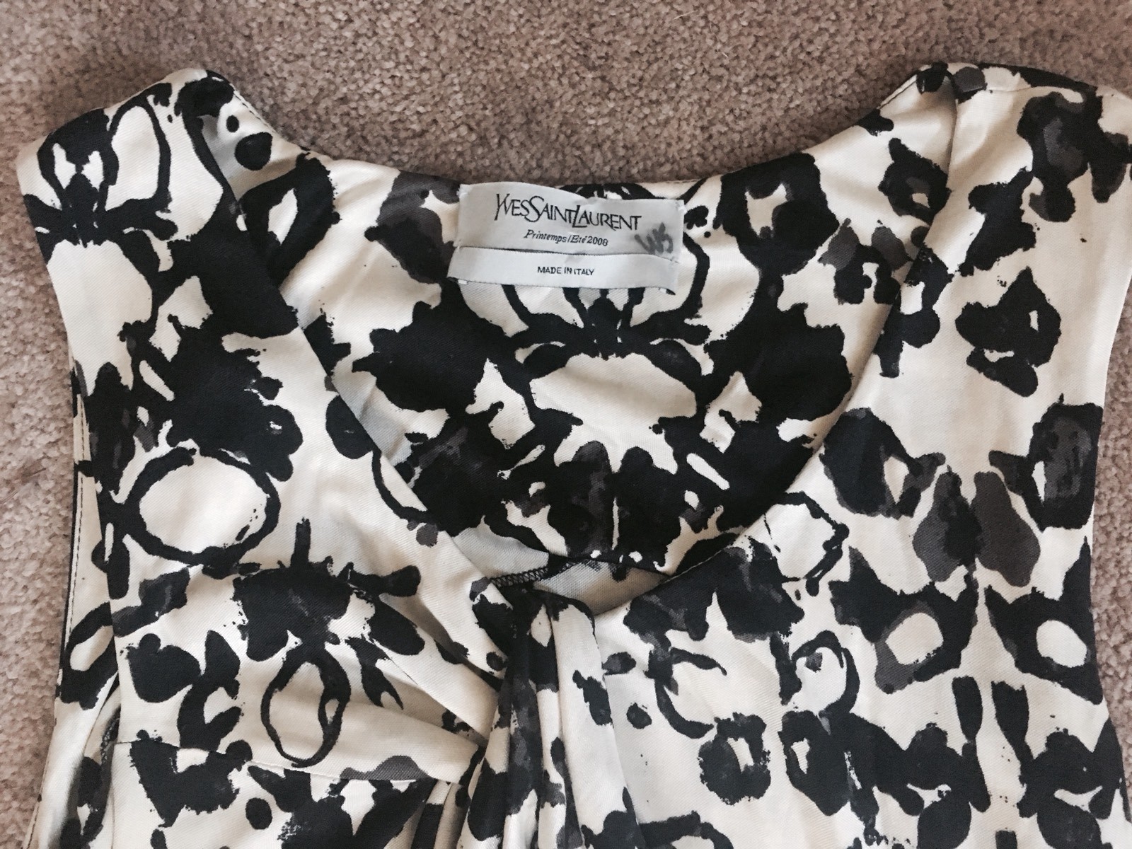 Abito in guaina floreale YSL Yves Saint Laurent bianco astratto taglia small