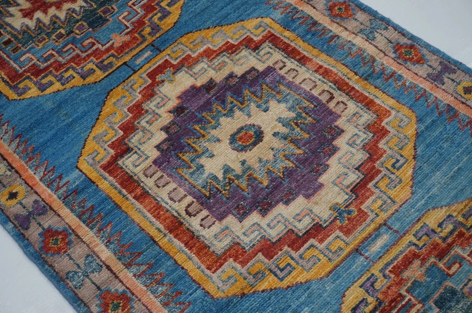 3 x 10 ft Blue Oushak Hand knotted Oriental Transitional Runner Rug - Image 4 of 4