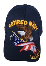 U.S. Navy, Retired, Lg. Eagle and Flag, navy blue hat