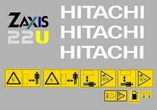 Hitachi Zaxis 22U Mini Escavatore Decalcomania Set Con Attenzione Segni