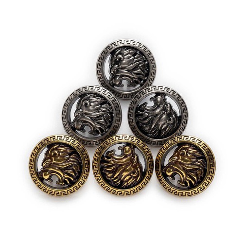 5pcs Retro Lion Metal Buttons Clothing Sewing Crafts Accessories Headband Decor - Picture 2 of 4