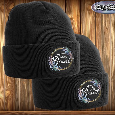 JGA Patch Beanie Hen Party Knitted Hat Cap The Bride Team Bride