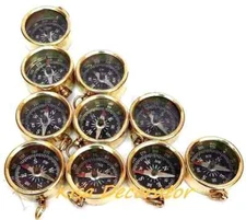 Lot of 100 Pcs Brass Compass Key Chain Marine Key Ring Bulk Wholesale Vintage