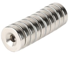 10 x Geocaching Neodym Magnet Loch, Bohrung D12 x H3 3 mm Bohrung - Senkung N52