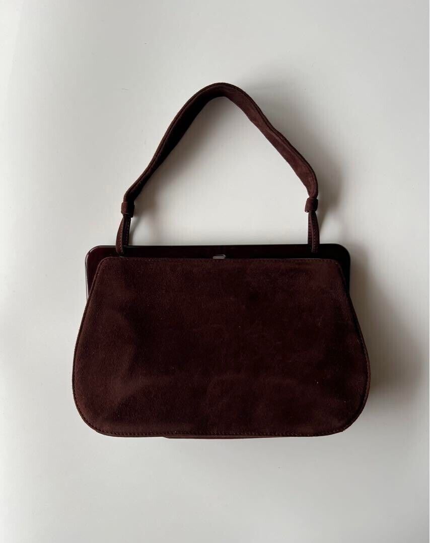 PRADA Party Hand Bag Brown Suede Women's FW1996-97 Vintage PRADA Party Hand Bag Brown Suede Women's FW1996-97 Vintage