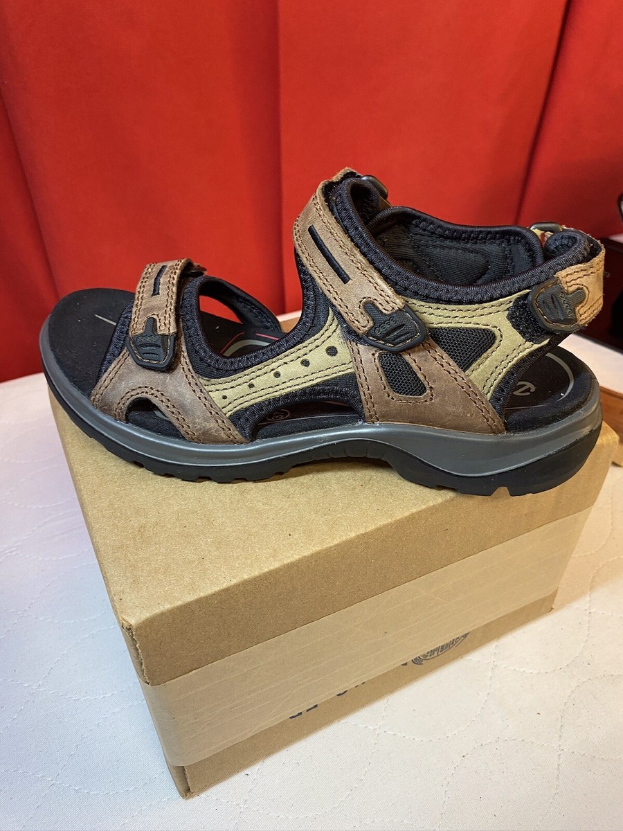 Ecco Sandals Mens 37 Yucatan Brown Leather Hook & Loop  display picture 3