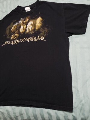 VTG 90s 2000s Mushroomhead Heavy Nu Metal Black 2 Sided T Shirt Sz