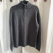 Old Navy Men Sweater Medium Gray Cable Knit Fisherman Preppy Academia Y2K 16702x