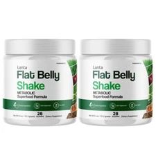 Lanta Flat Belly Shake Weight Loss,Fat Burn Appetite Control Supplement - 2 Tubs