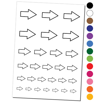Arrow Rounded Corners Outline Temporary Tattoo Water Resistant Set Collection