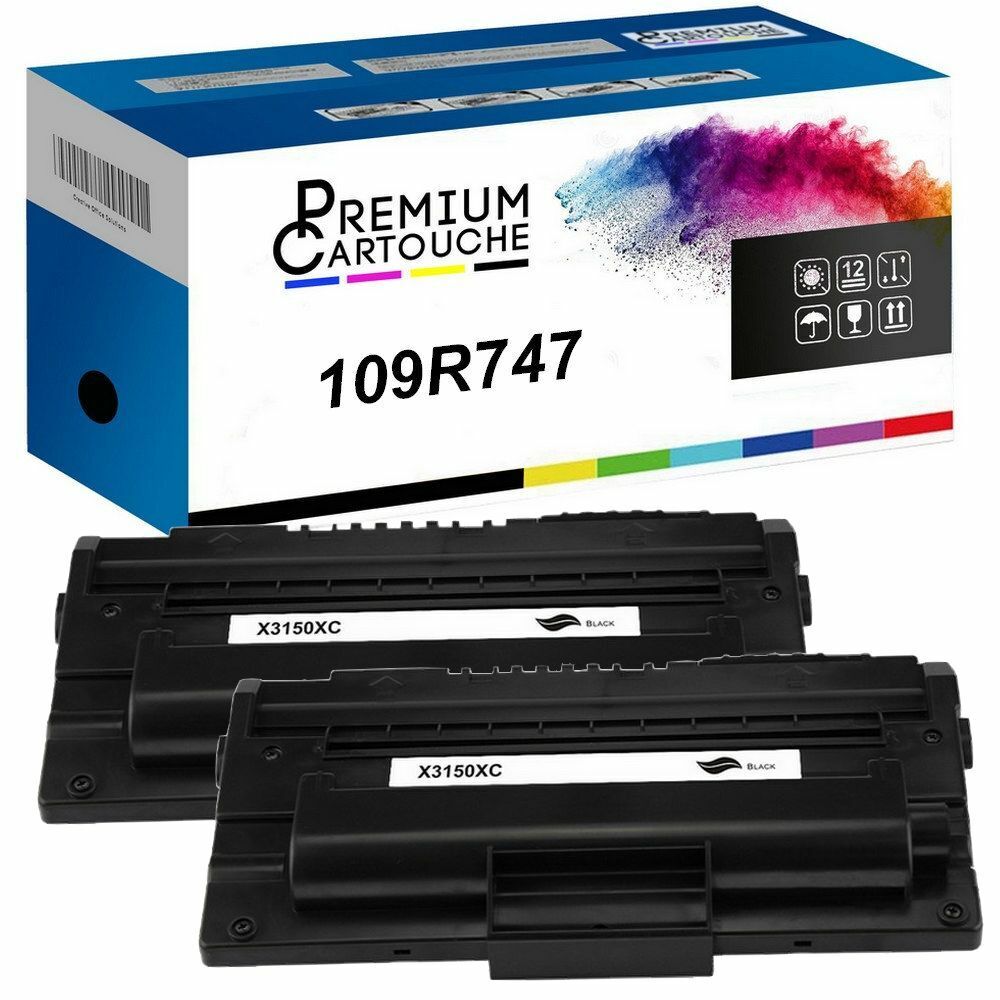 Toner 109R00747 compatible Xerox noir lot de 2 recharges laser haute capacite