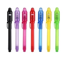 Invisible Ink Spy Pen 7 pcs UV Light Magic Secret Marker Message Pens Kids Toy 