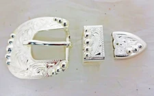 Manzanillo Silver Plate Buckle Set Loop Tip Hansen Western Gear Horse Tack Sizes