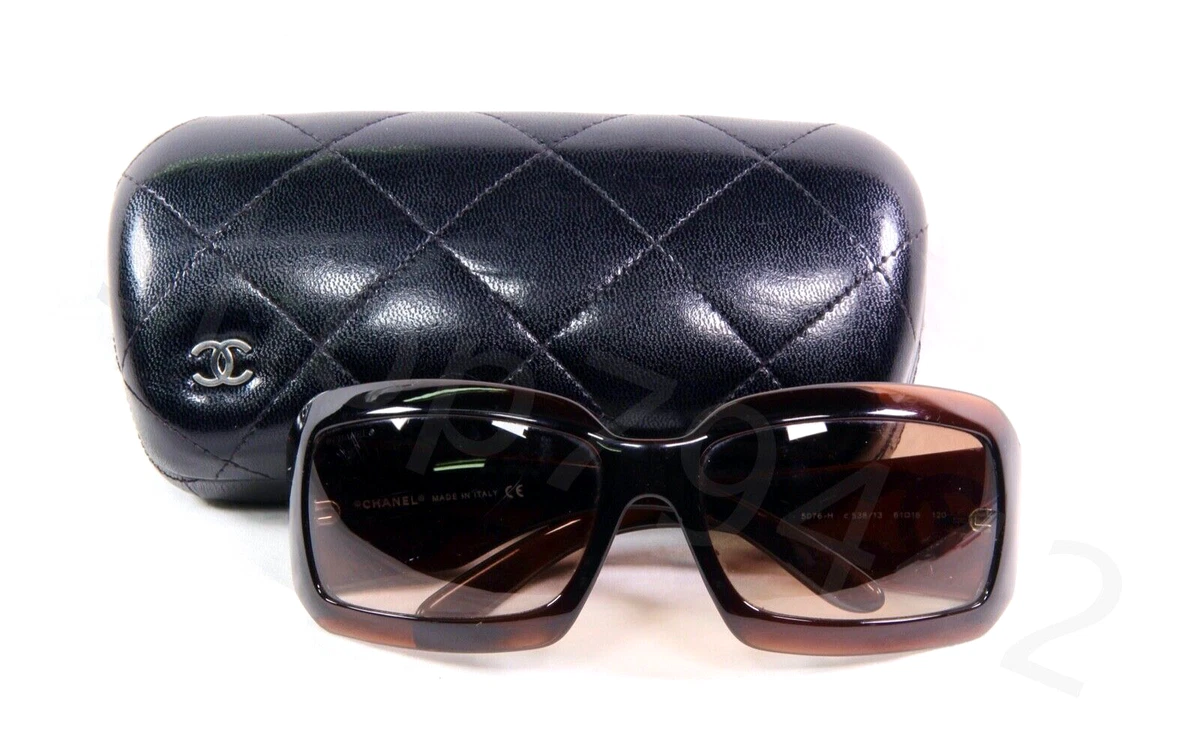 CHANEL 5076-H Brown Frame Sunglasses CASE Ribbon Paperwork Italy Complete  Gift