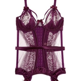 AGENT PROVOCATEUR SEXY TANYA DEEP VIOLET BASQUE 32C OR 32D BNWT