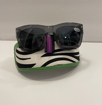 Women Sunglasses Square ''Lauren''  Flat Top Gray Lens And Frame With Case New