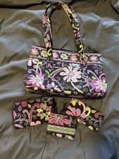 Vera Bradley Retired Purple Punch Tote w/ Wal...