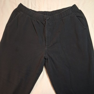 Vintage LL Bean Sweatpants Button Zip Mens XL Black Joggers Side & Back Pockets