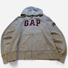 vintage y2k 2000s gap spellout embroidered grey zip up hoodie size xl