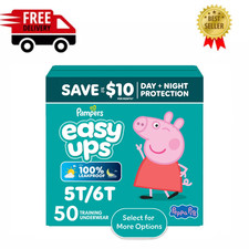 Pampers Easy Ups Girls Training Pants, Size 5T-6T, 50 Count, Toddler Diapers