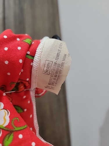 Tende vintage fragole shortcake, fragole rosse, saluto americano anni 80 2 pezzi - Foto 9 di 9